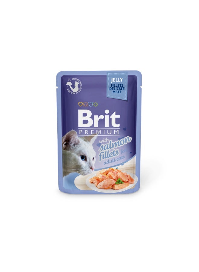 BRIT PREMIUM CAT POUCH 85G SALMON FILLETS